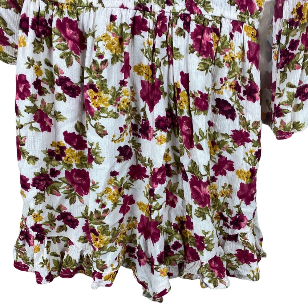 American Eagle AEO White Pink Floral Romper XS - Picture 8 of 14